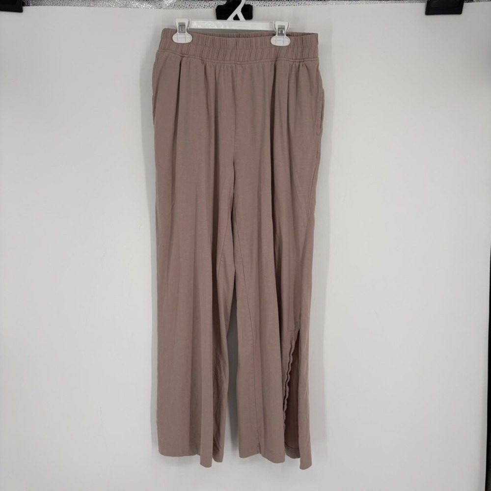 Joie Organic Cotton Wide‎ Leg Pants Small Mauve Pink High Rise Lounge Slit Hem